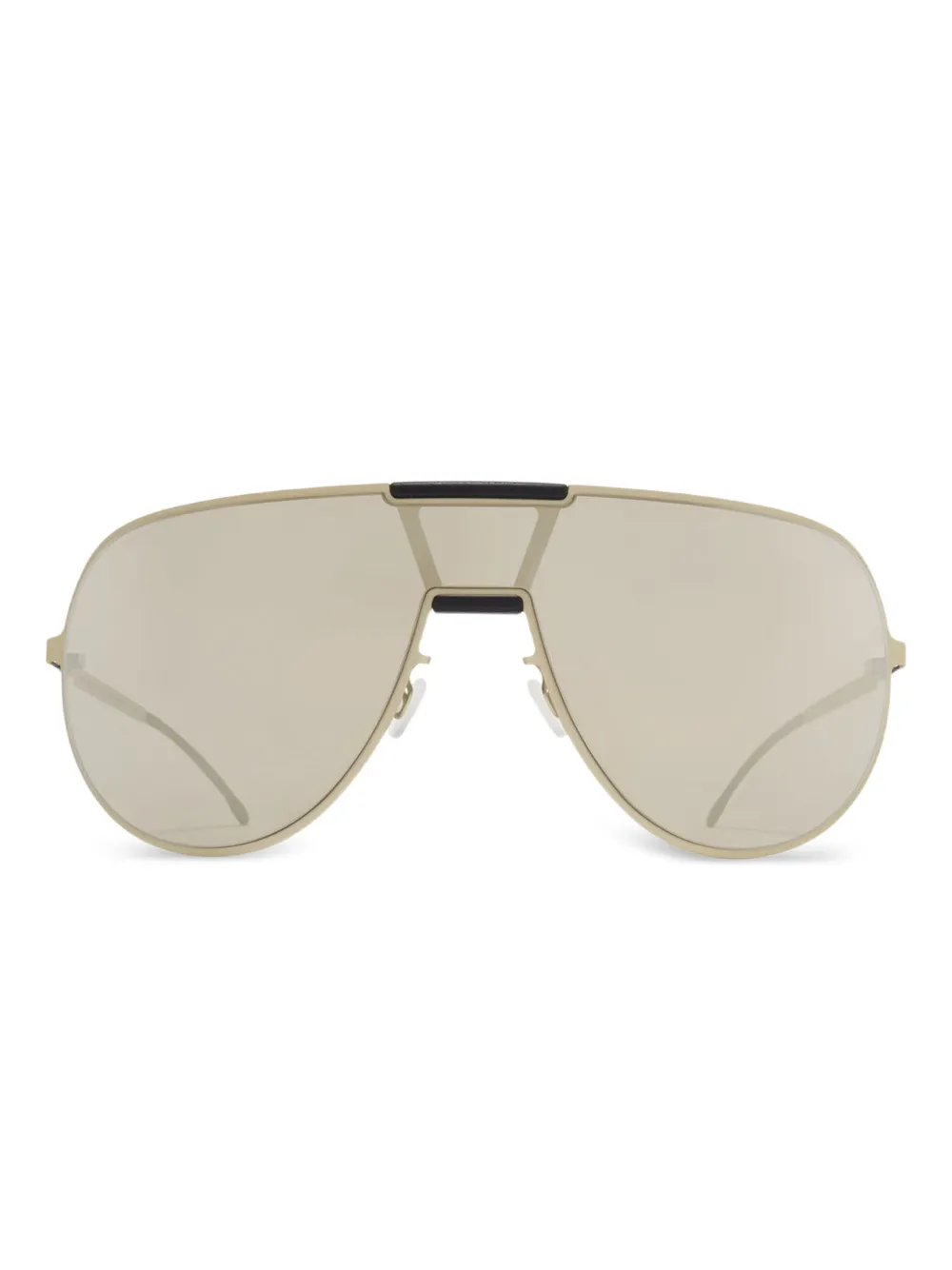 Mykita Zonnebril met metalen montuur en spiegelglazen Beige