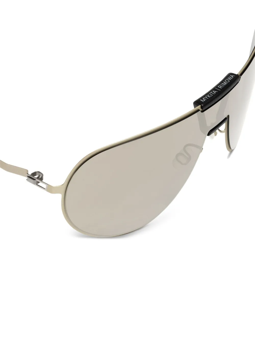 Mykita Zonnebril met metalen montuur en spiegelglazen Beige