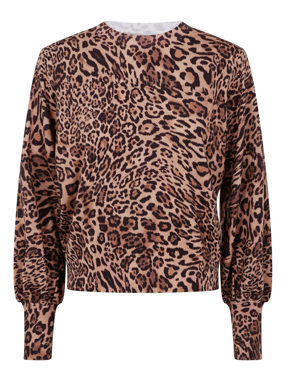 TWINSET leopard print balloon-sleeve sweater Bruin