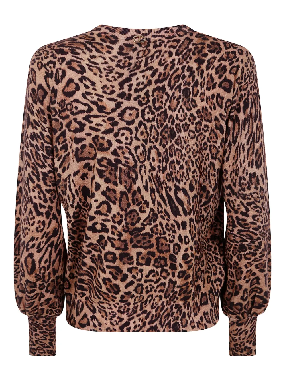 TWINSET leopard print balloon-sleeve sweater Bruin