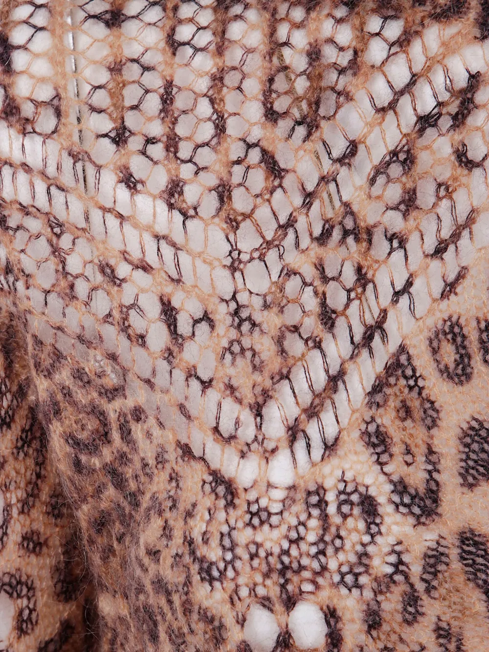 TWINSET animalier print lace-insert sweater Bruin