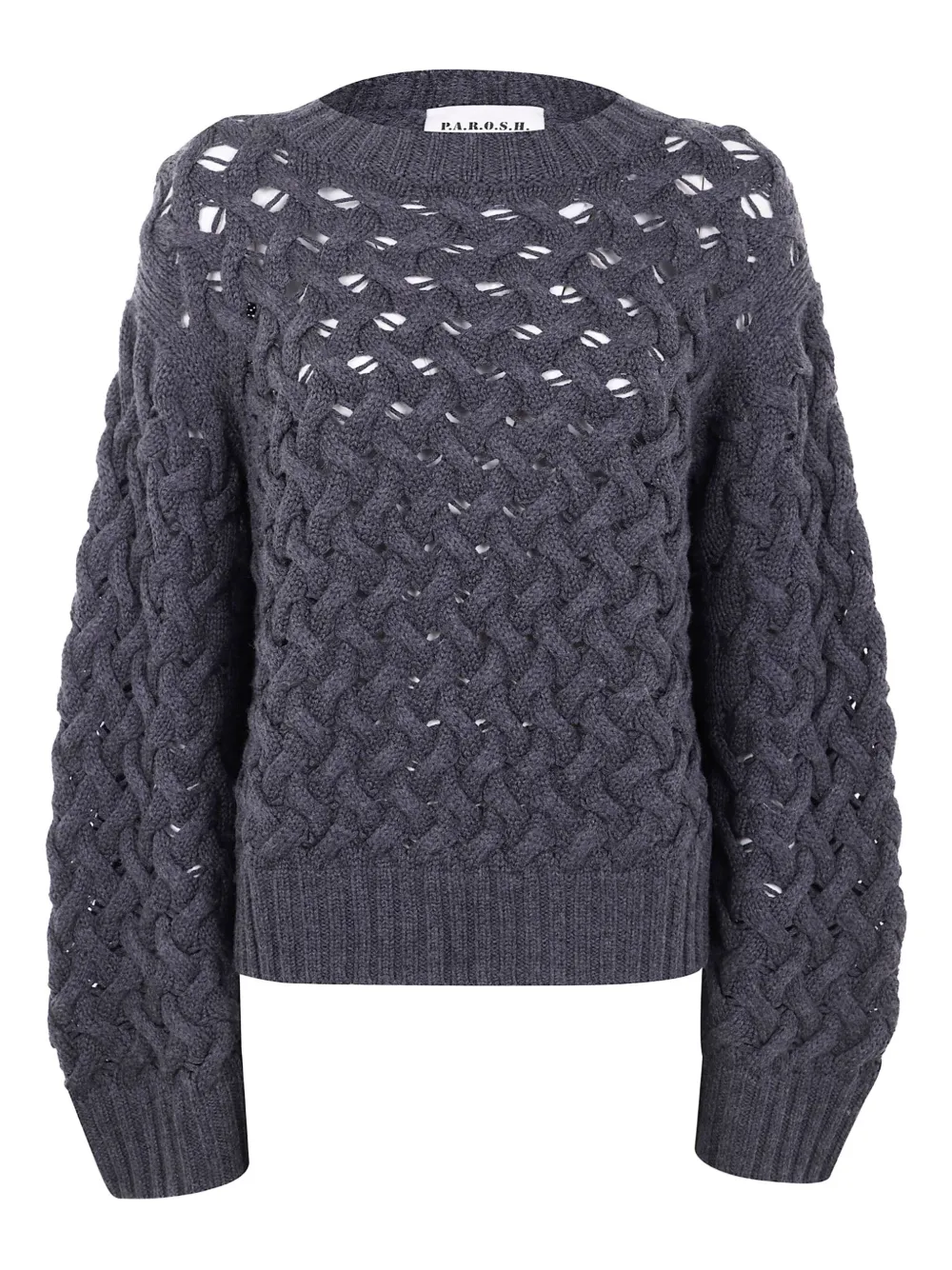 P.A.R.O.S.H. cable-knit perforated sweater Grijs