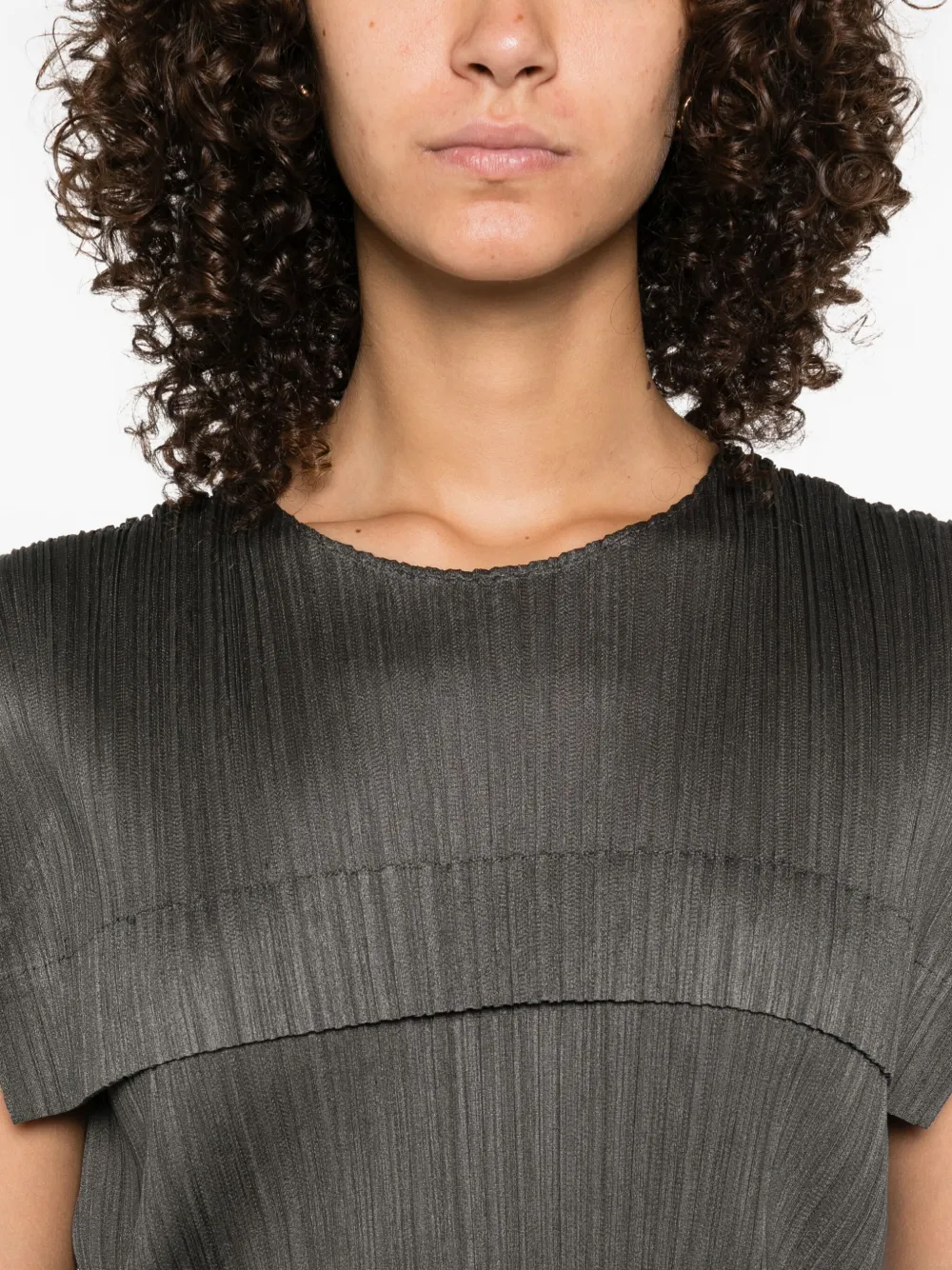 Pleats Please Issey Miyake pleated-panel top Groen