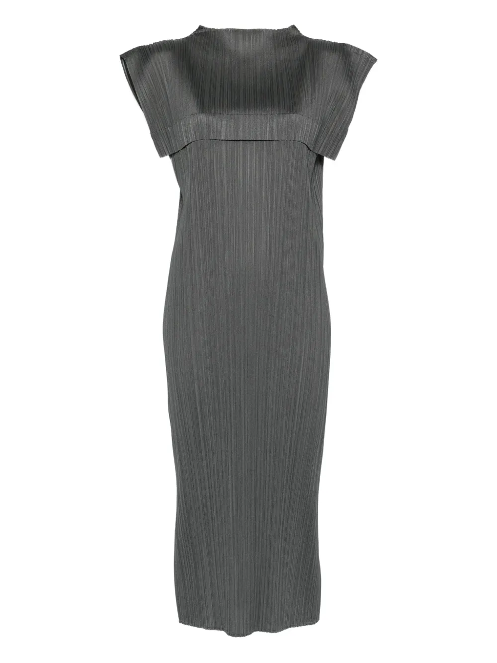 Pleats Please Issey Miyake pleated cape dress Groen