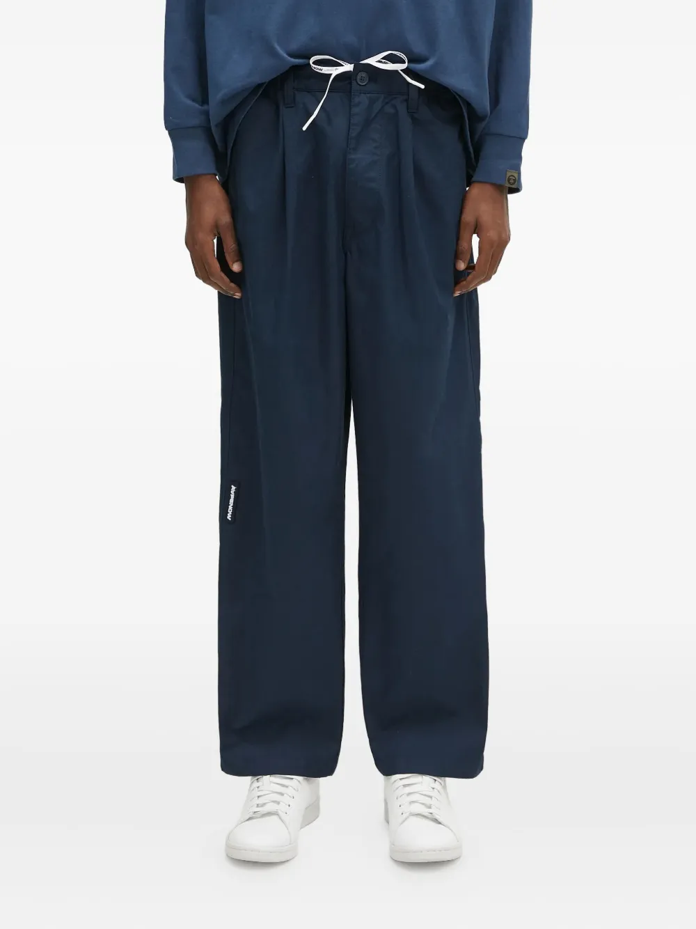 AAPE BY *A BATHING APE pleat-detail drawstring trousers Blauw