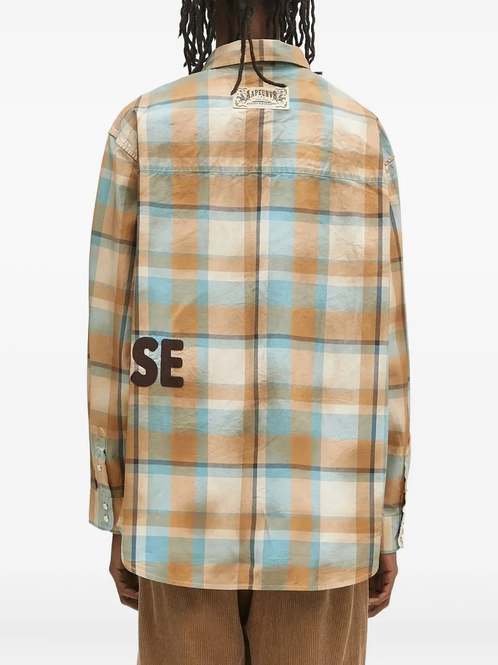 AAPE BY *A BATHING APE plaid logo shirt Beige