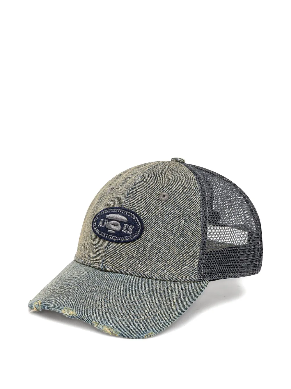 AAPE BY *A BATHING APE® Cappello Moonface Logo denim con effetto vissuto - Blu