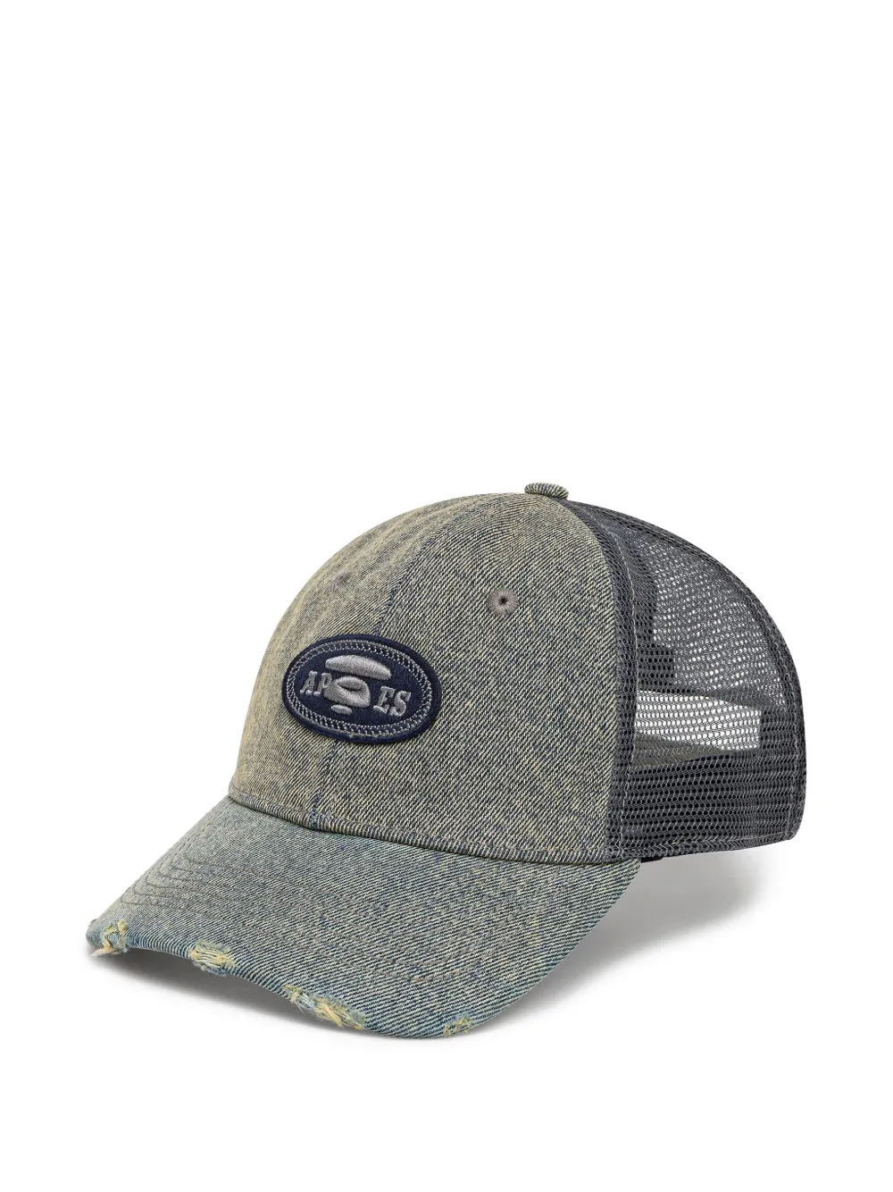 Aape By A Bathing Ape Moonface Logo Distressed Denim Cap In Blue