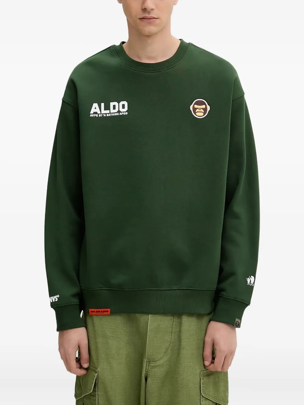 AAPE BY *A BATHING APE-head logo sweatshirt Groen