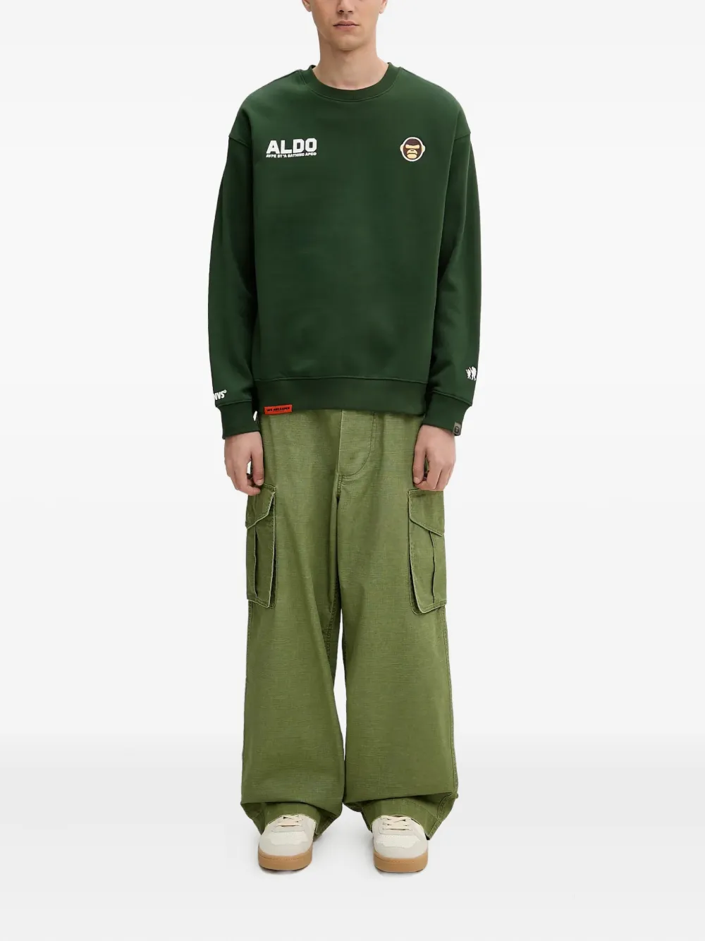 AAPE BY *A BATHING APE-head logo sweatshirt Groen
