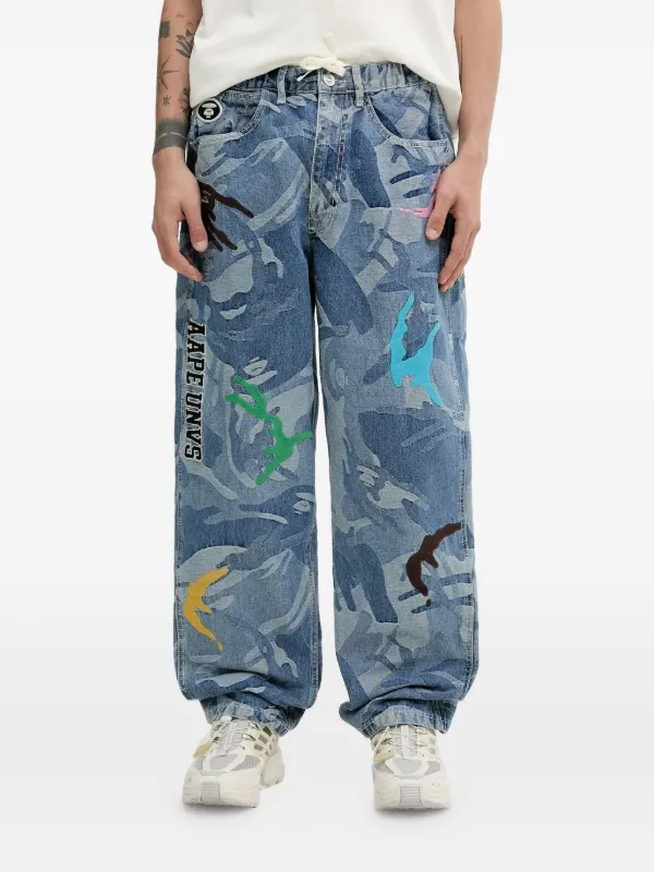 AAPE BY *A BATHING APE® camouflage-print hand-detail Jeans