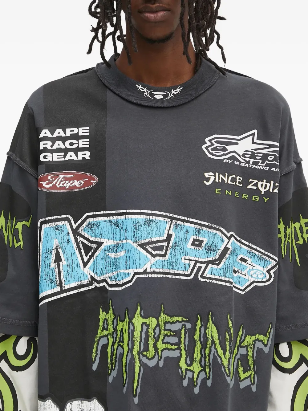 AAPE BY *A BATHING APE graphic-print long-sleeve T-shirt Grijs