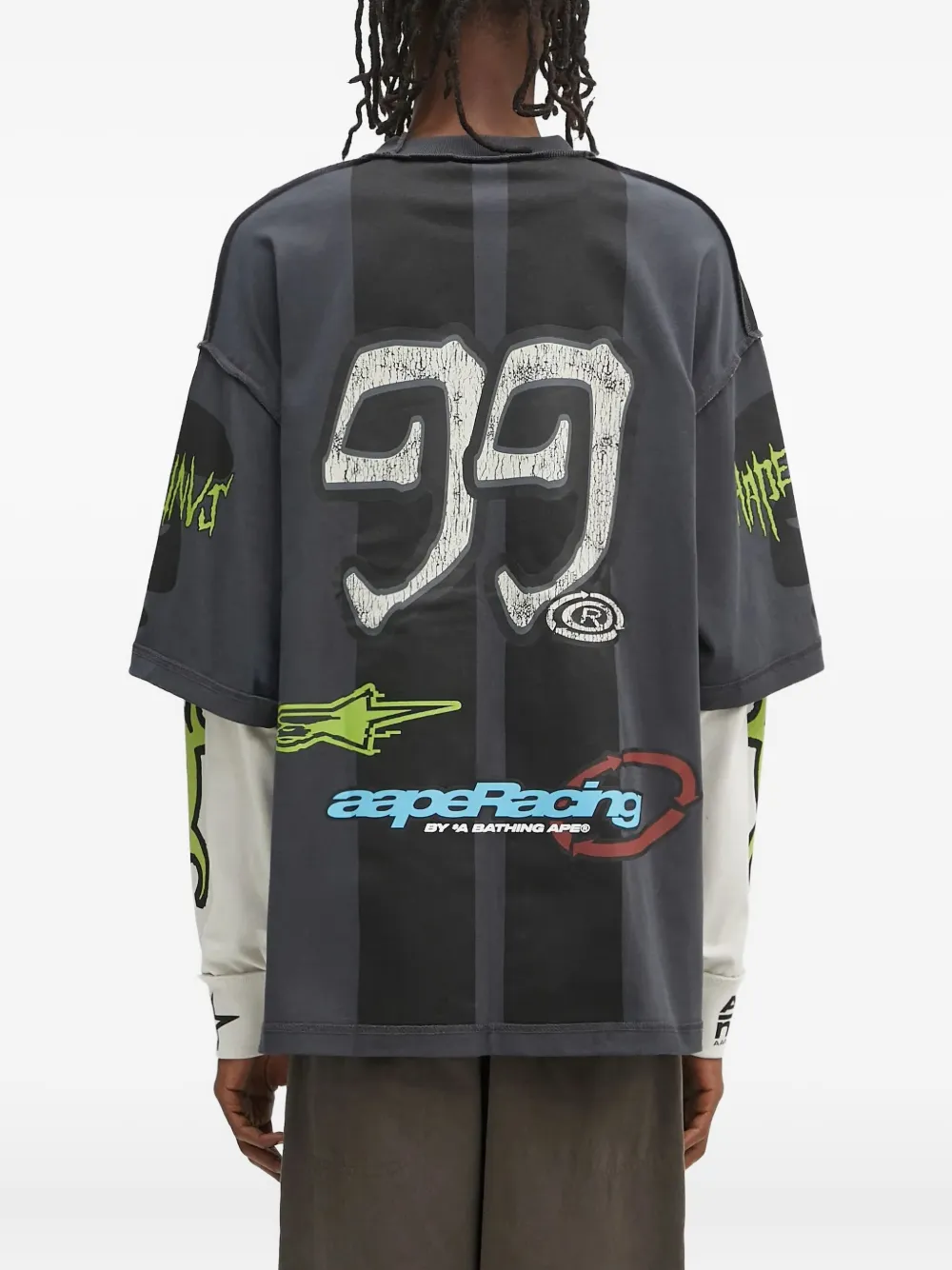 AAPE BY *A BATHING APE graphic-print long-sleeve T-shirt Grijs