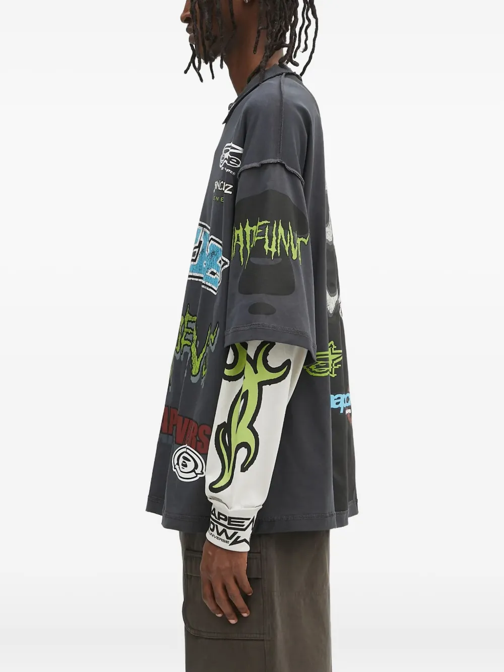 AAPE BY *A BATHING APE graphic-print long-sleeve T-shirt Grijs