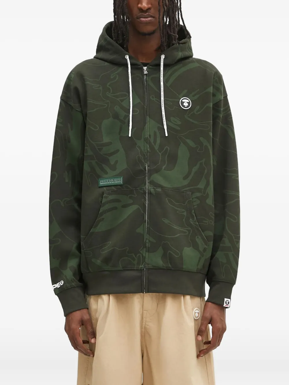 AAPE BY *A BATHING APE camouflage-print zip-up hoodie Groen