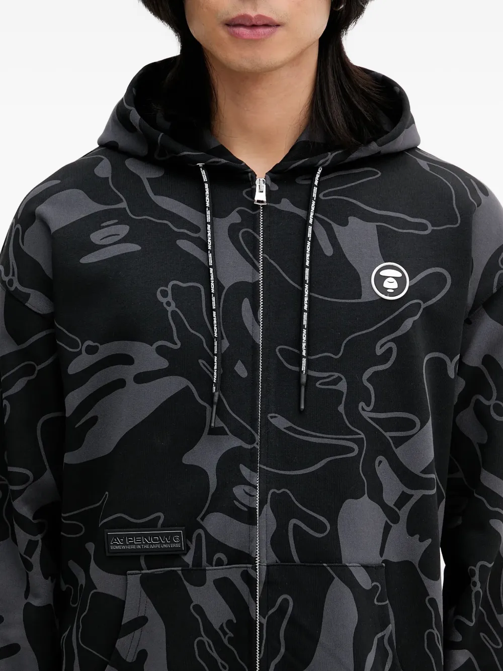 AAPE BY *A BATHING APE Hoodie met handprint en rits Zwart