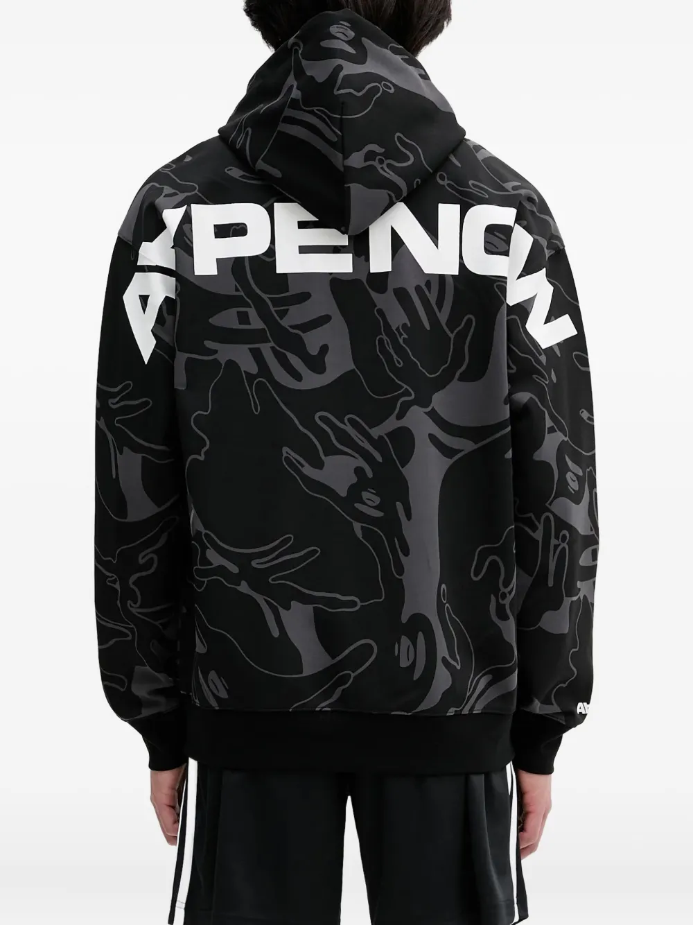 AAPE BY *A BATHING APE Hoodie met handprint en rits Zwart