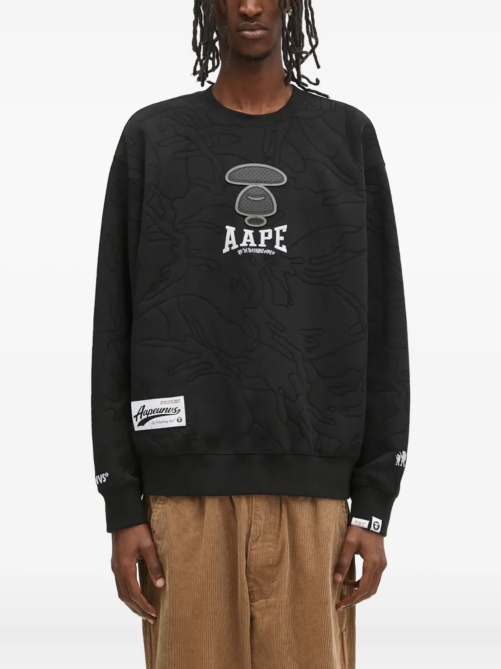 AAPE BY *A BATHING APE dropped-shoulders crew-neck sweatshirt Zwart