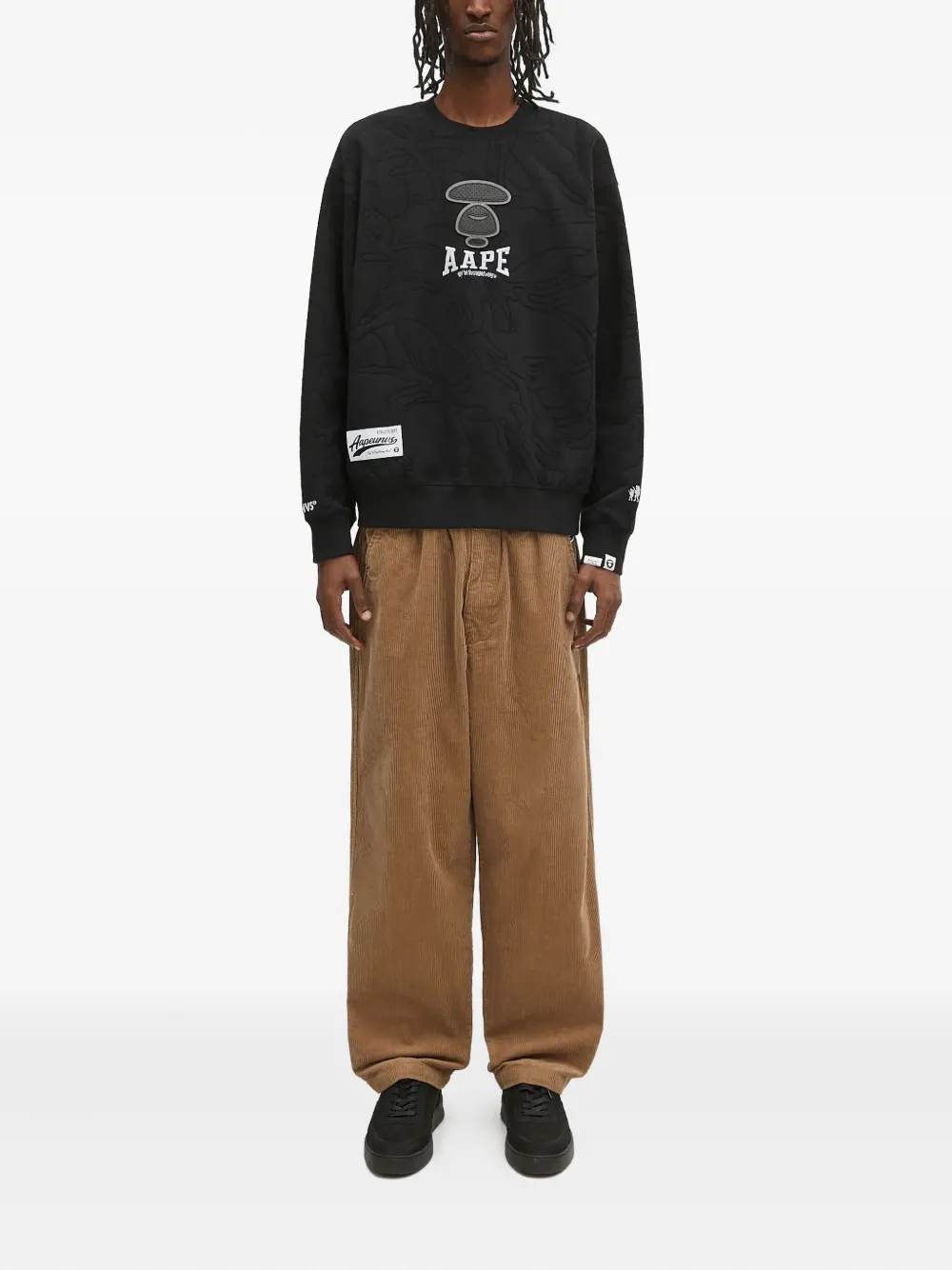 AAPE BY *A BATHING APE Sweater met verlaagde schouders en ronde hals Zwart