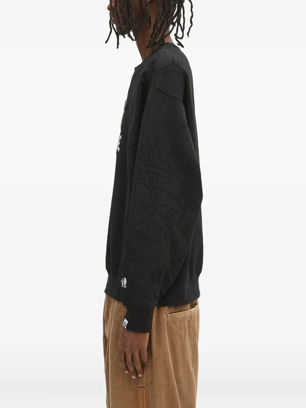 AAPE BY *A BATHING APE Sweater met verlaagde schouders en ronde hals Zwart