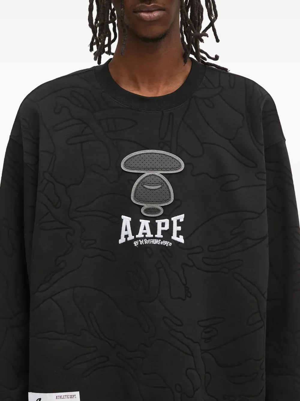AAPE BY *A BATHING APE Sweater met verlaagde schouders en ronde hals Zwart