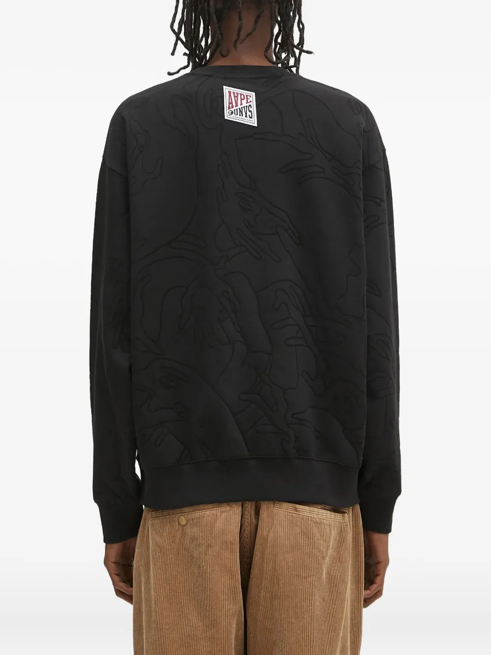 AAPE BY *A BATHING APE Sweater met verlaagde schouders en ronde hals Zwart