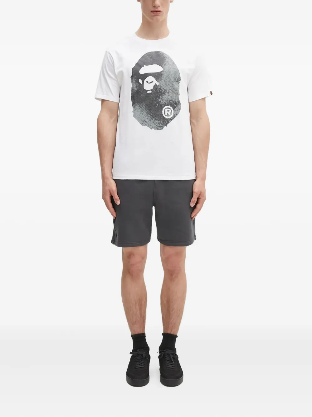 AAPE BY *A BATHING APE embroidered drawstring running shorts Grijs