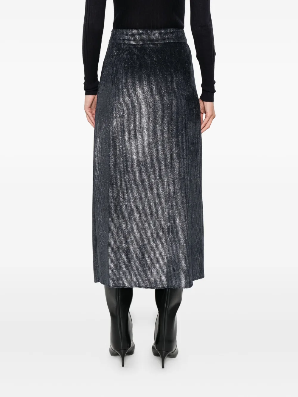 Peserico metallic ribbed midi skirt Blauw