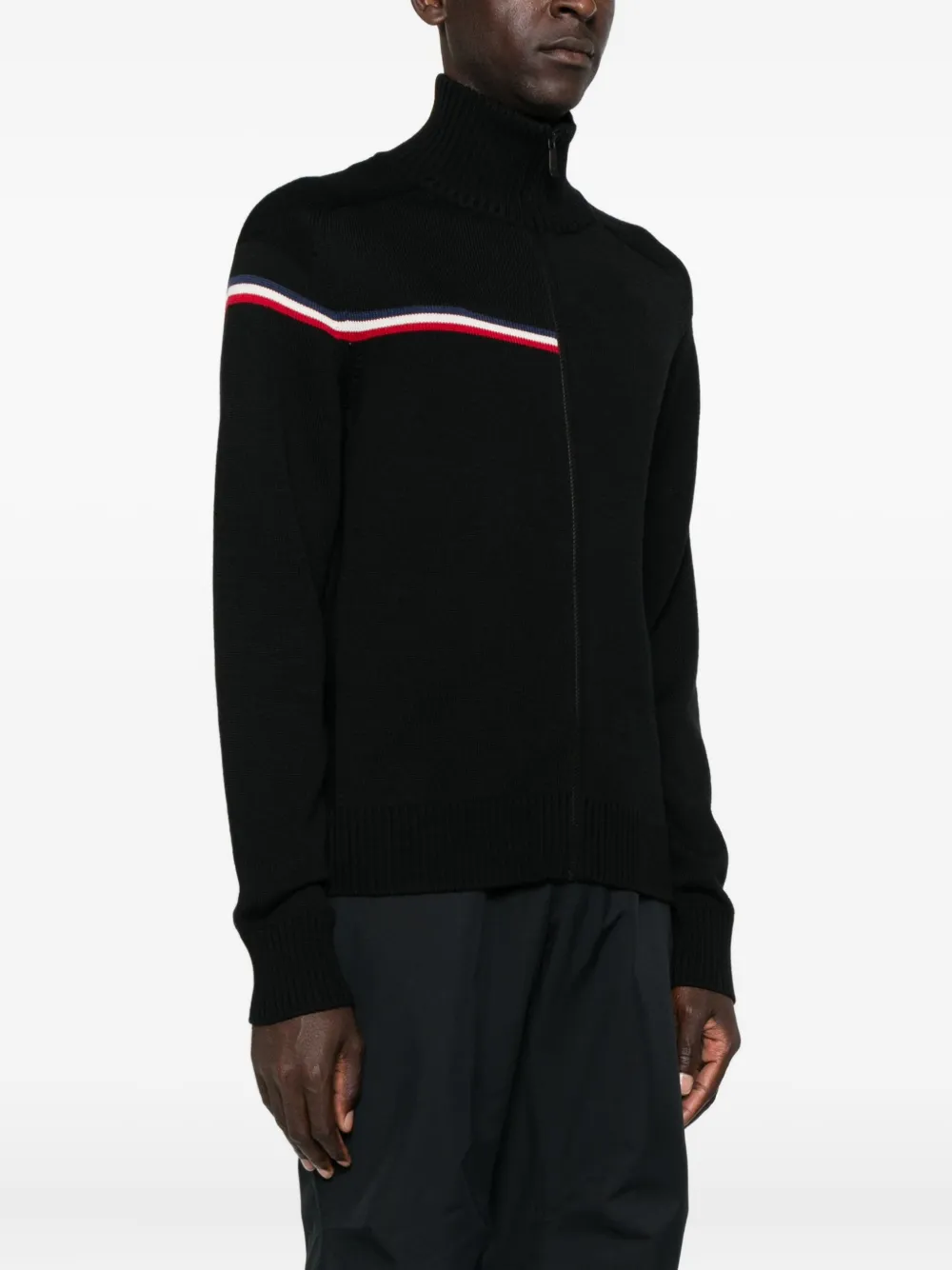 Rossignol Odysseus Stripe-detail Zip-front Sweater In Black