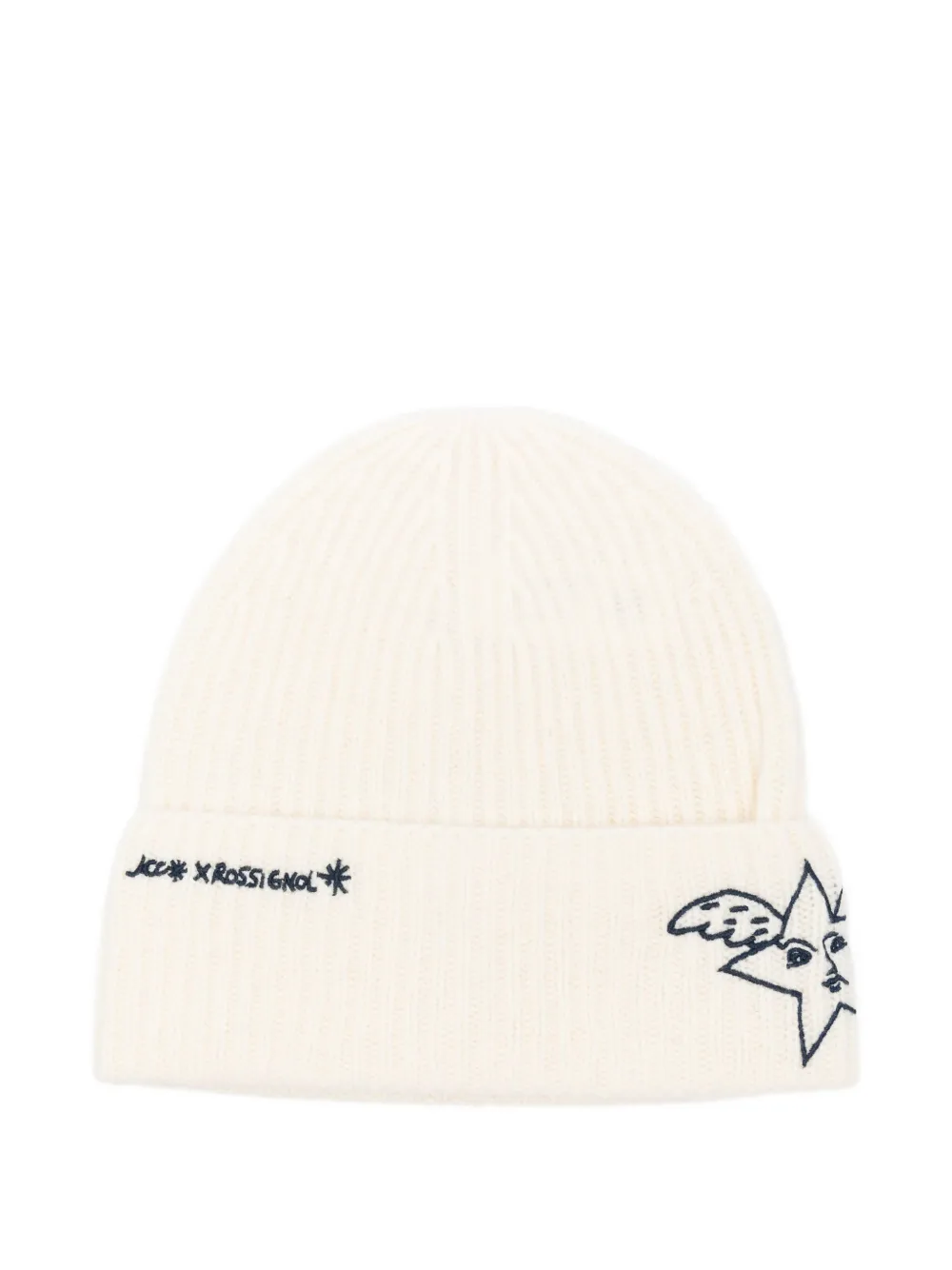 Rossignol embroidered ribbed beanie - Bianco