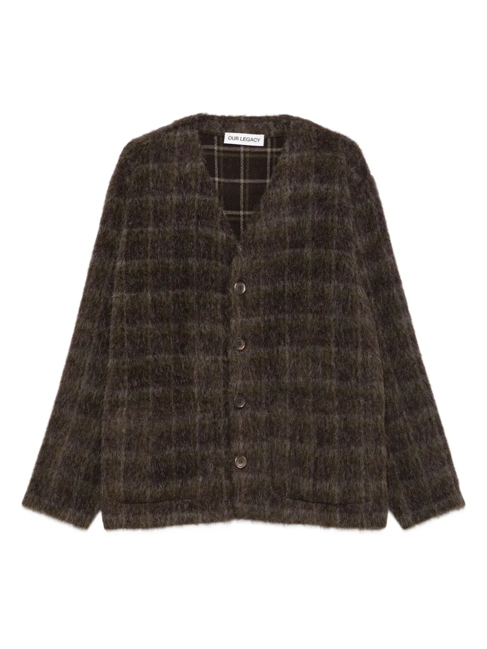 OUR LEGACY Geruit vest met lange mouwen Bruin