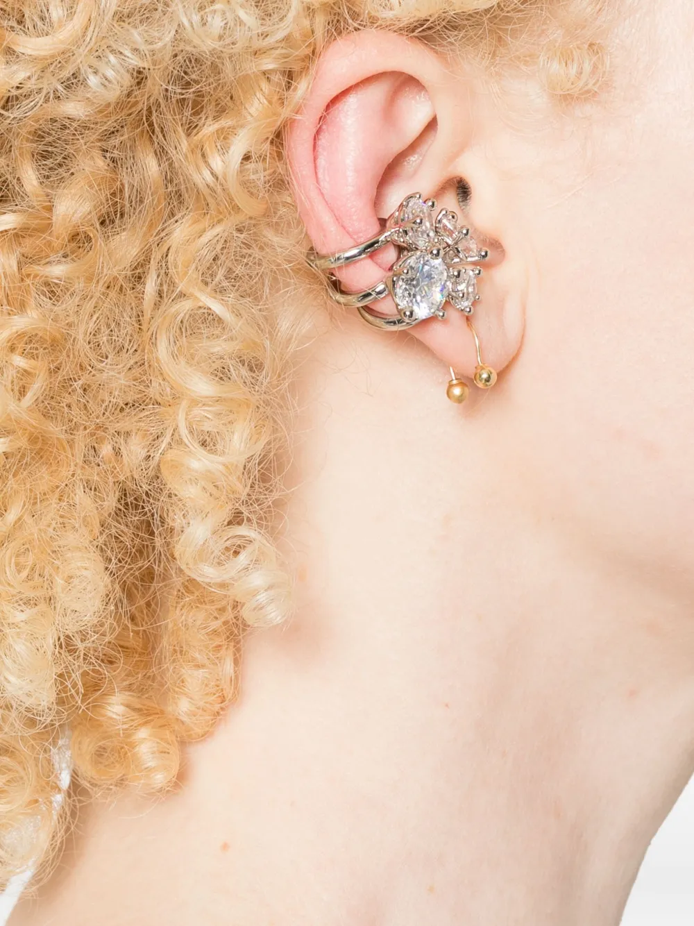 Panconesi crystal-embellished ear cuff set (set of three) - Zilver