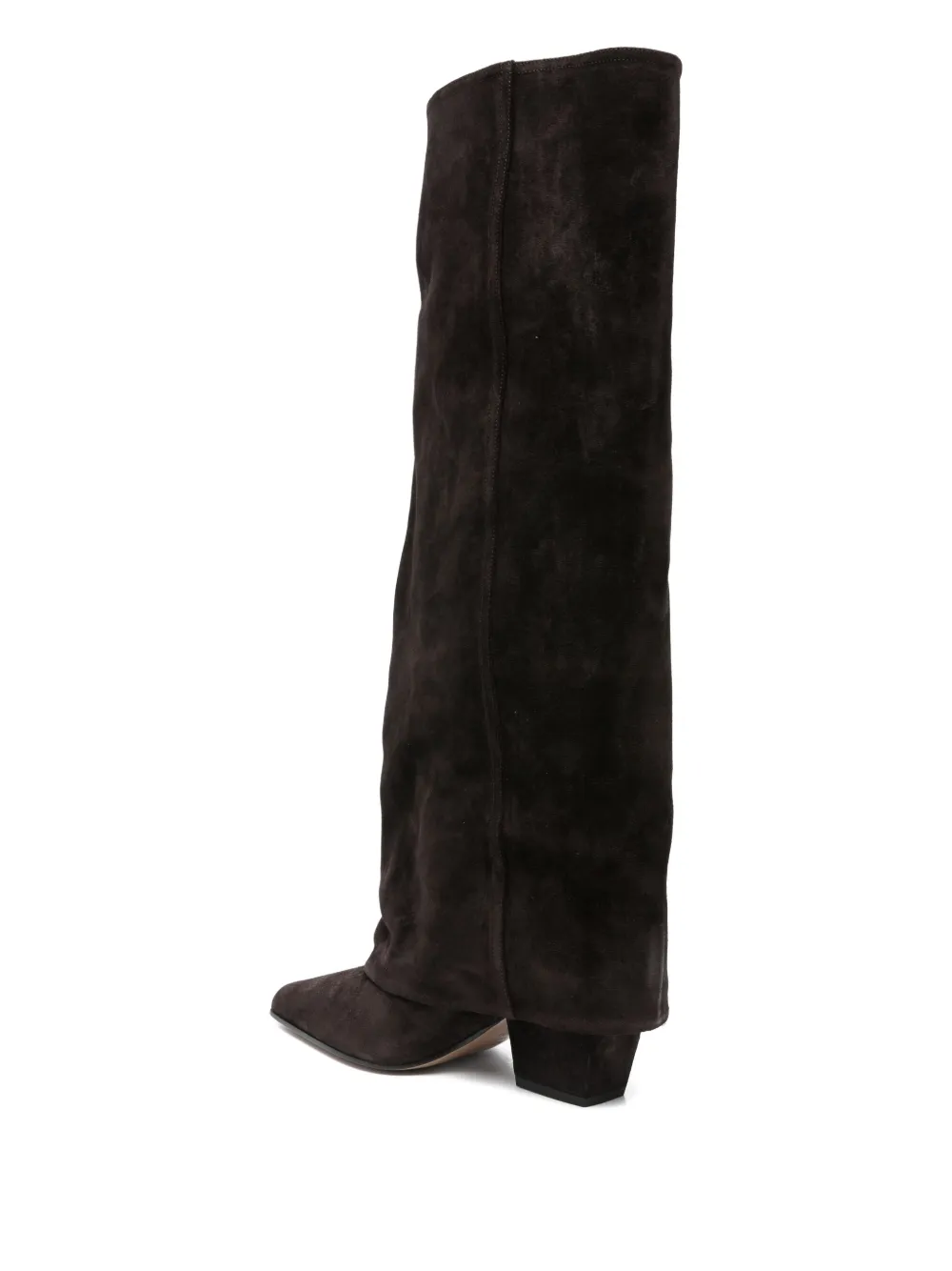 Paris Texas Jane Folded Suede Knee Boots In Brown