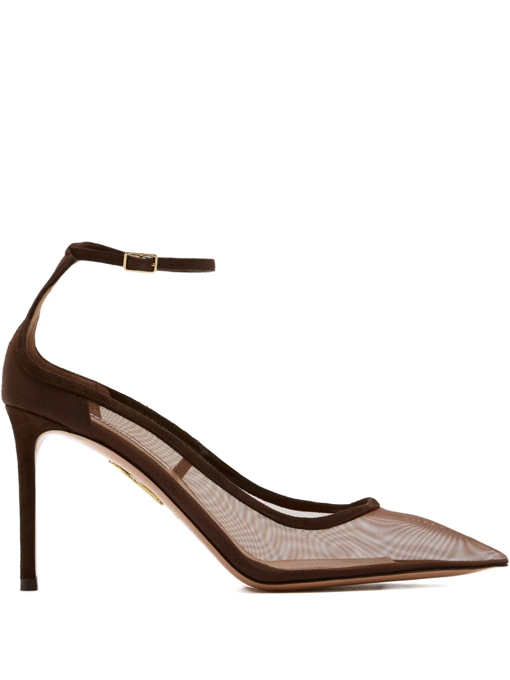Aquazzura 85mm Love Affair ankle-strap mesh pumps Brown