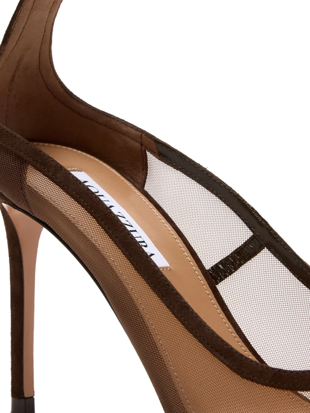Aquazzura 85mm Love Affair ankle-strap mesh pumps Brown
