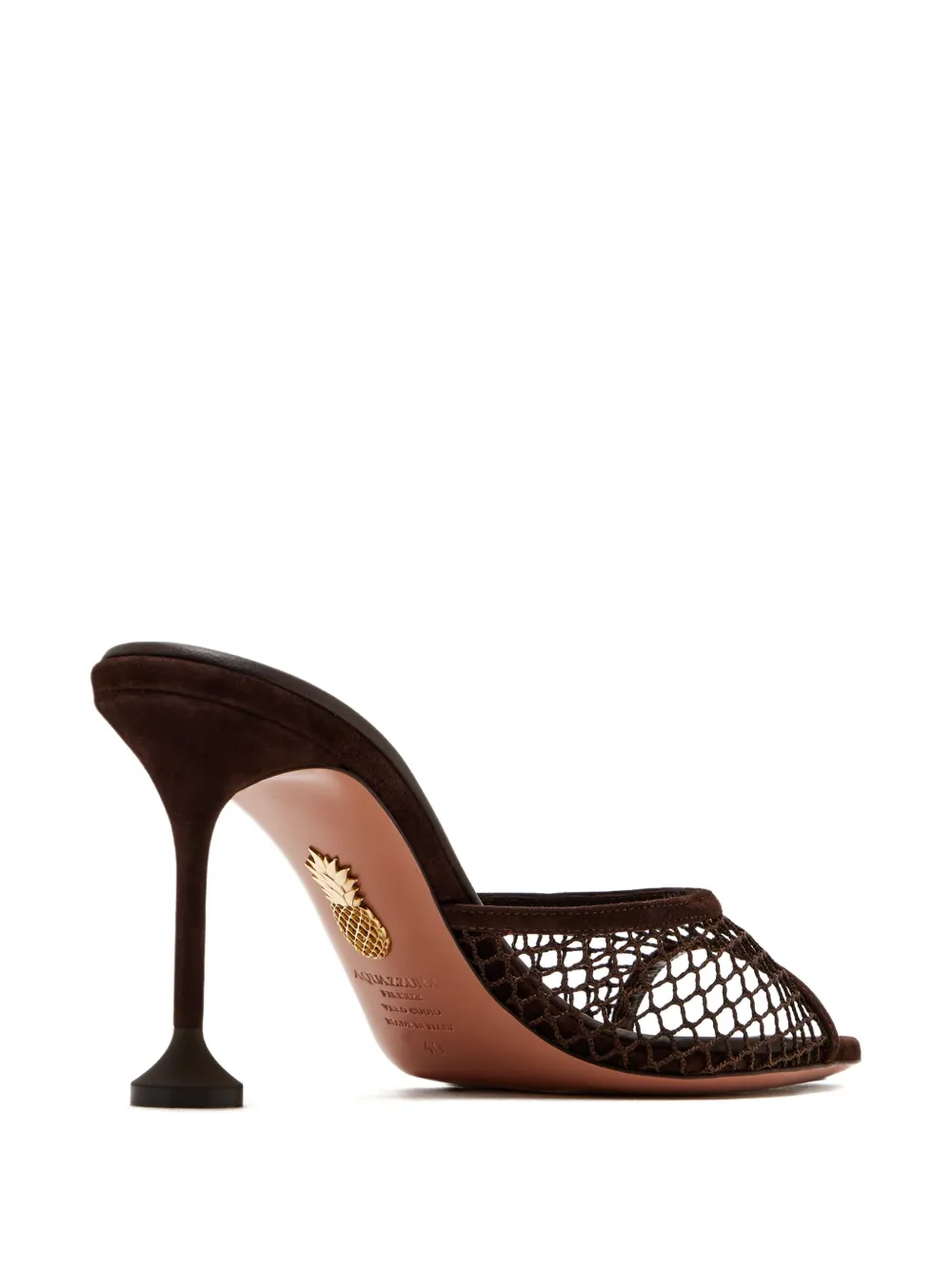 Aquazzura 85mm Bisous mesh mules Brown