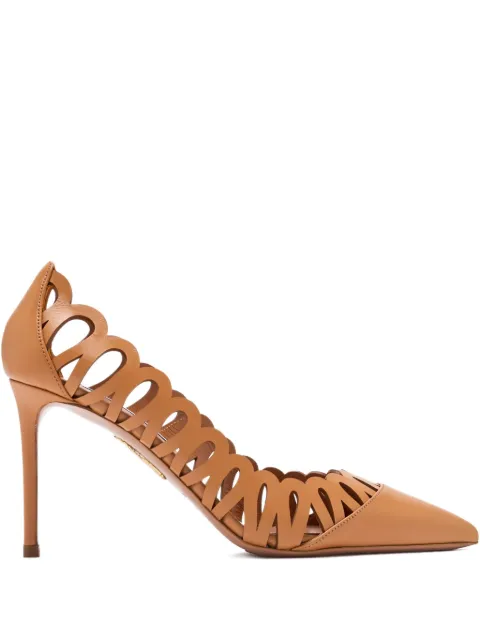 Aquazzura 85mm Peep scalloped-cut pumps