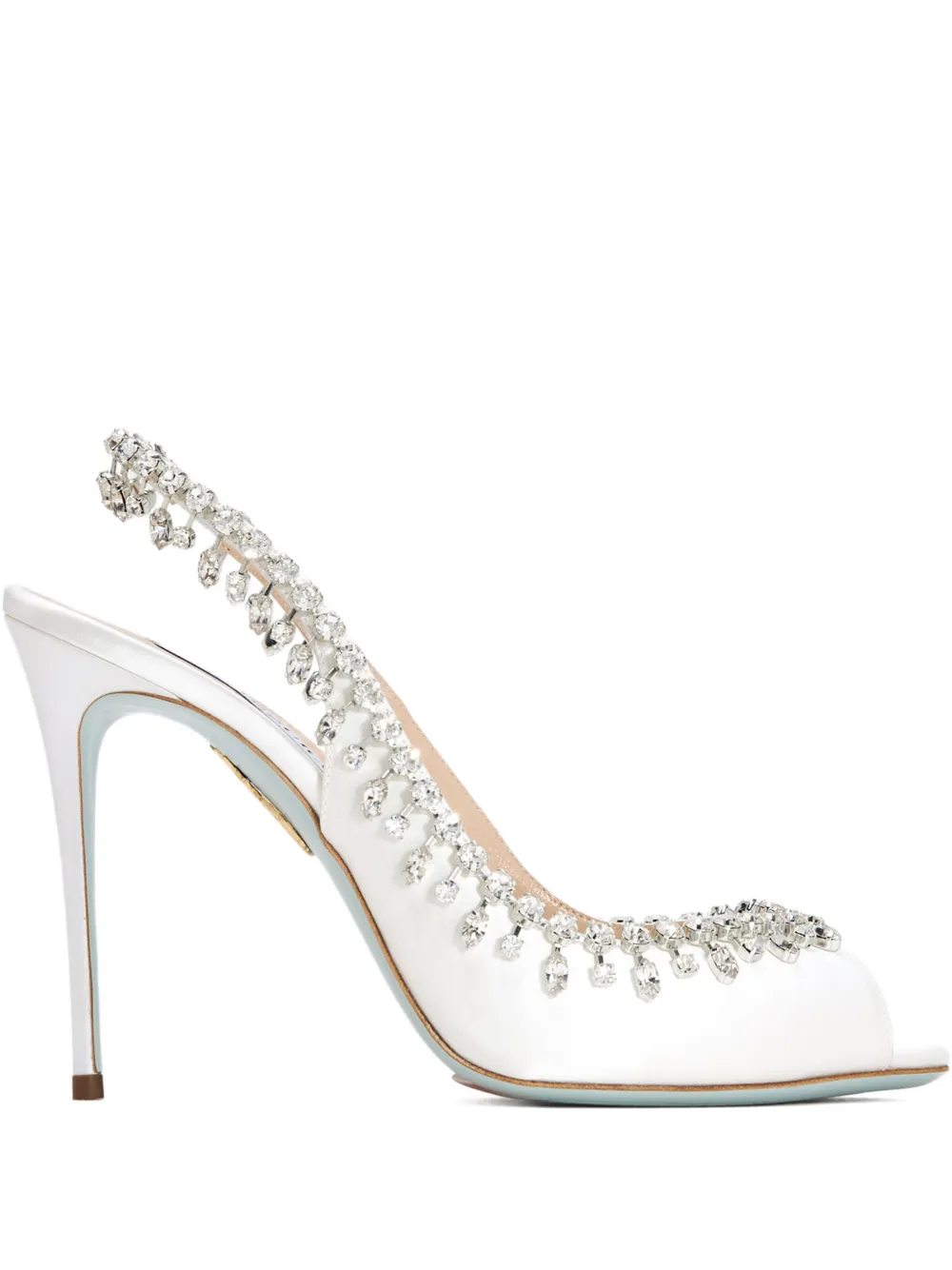 Aquazzura 105mm Temptation crystal-embellished slingback sandals White