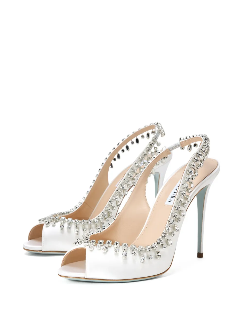 Aquazzura 105 mm Temptation slingback sandalen verfraaid met kristallen Wit
