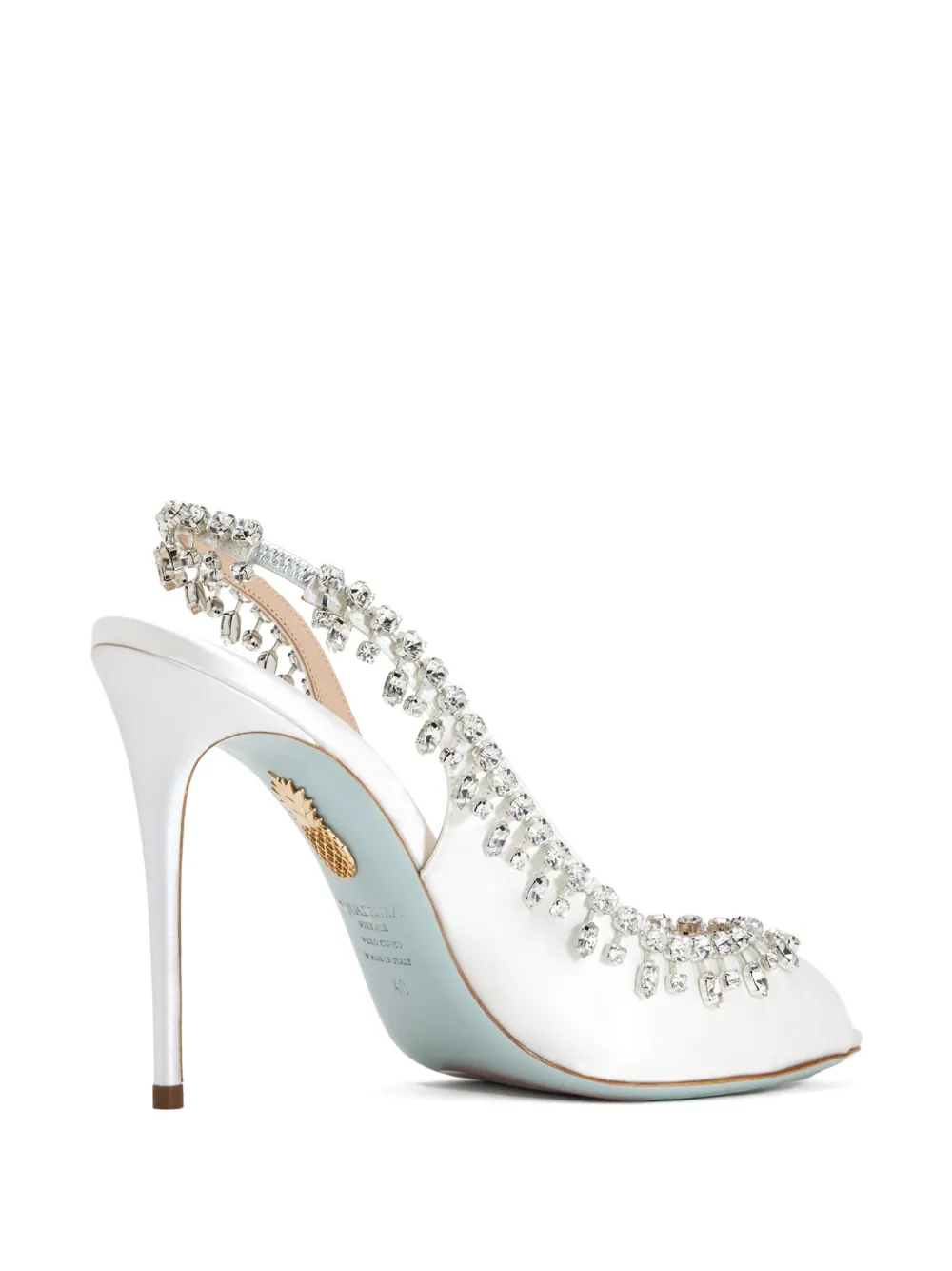 Aquazzura 105 mm Temptation slingback sandalen verfraaid met kristallen Wit