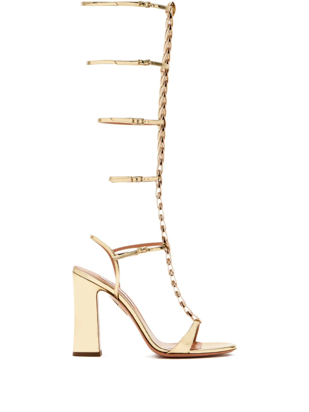 Aquazzura 105 mm Destiny Gladiator leren sandalen Goud