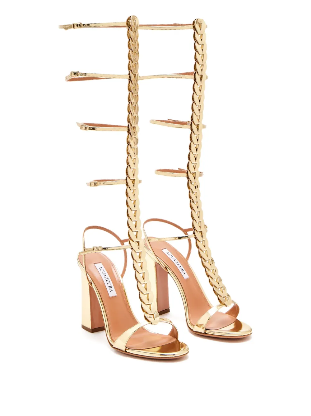 Aquazzura 105 mm Destiny Gladiator leren sandalen Goud