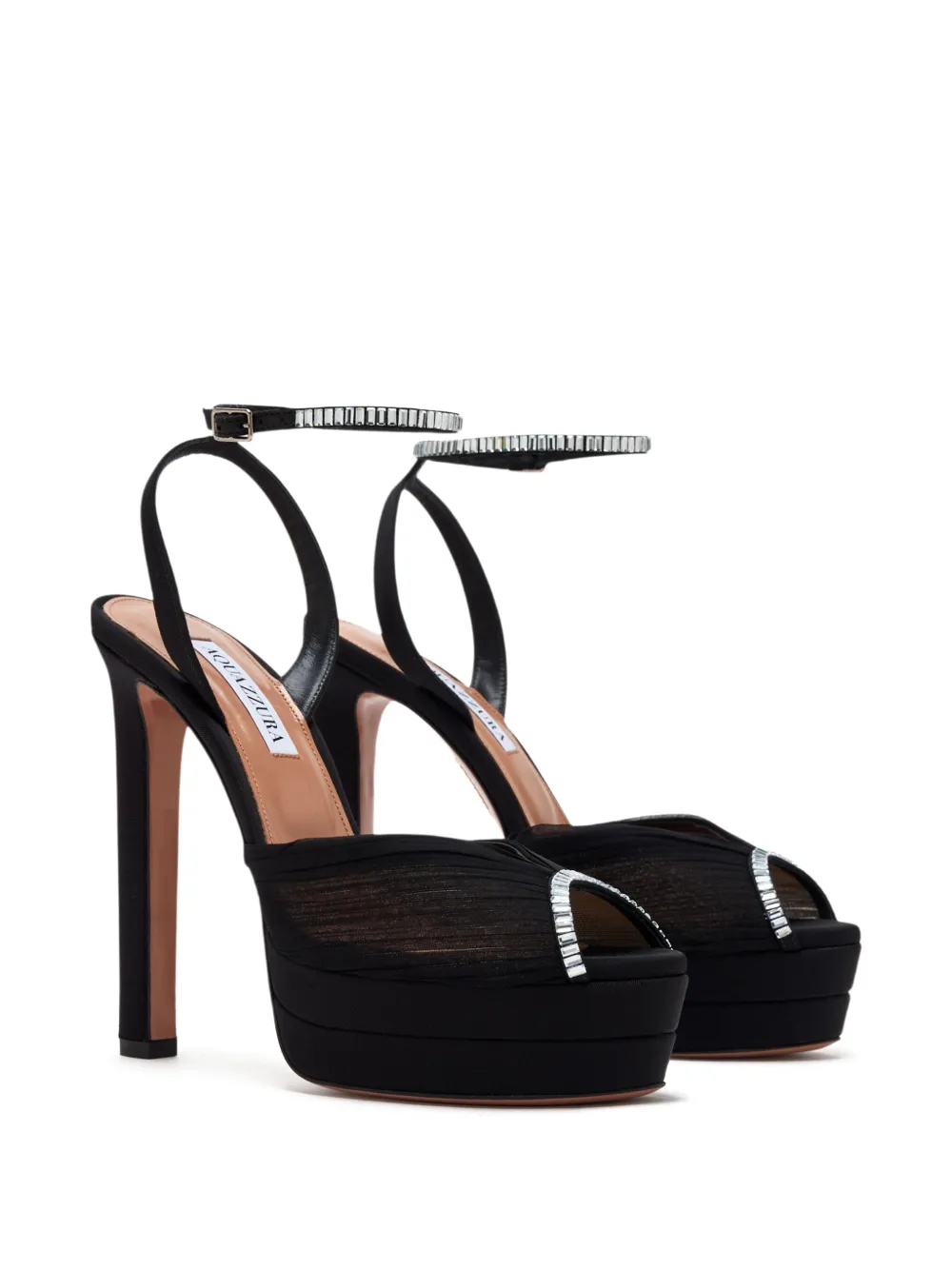 Aquazzura 130mm crystal-embellished platform sandals Black