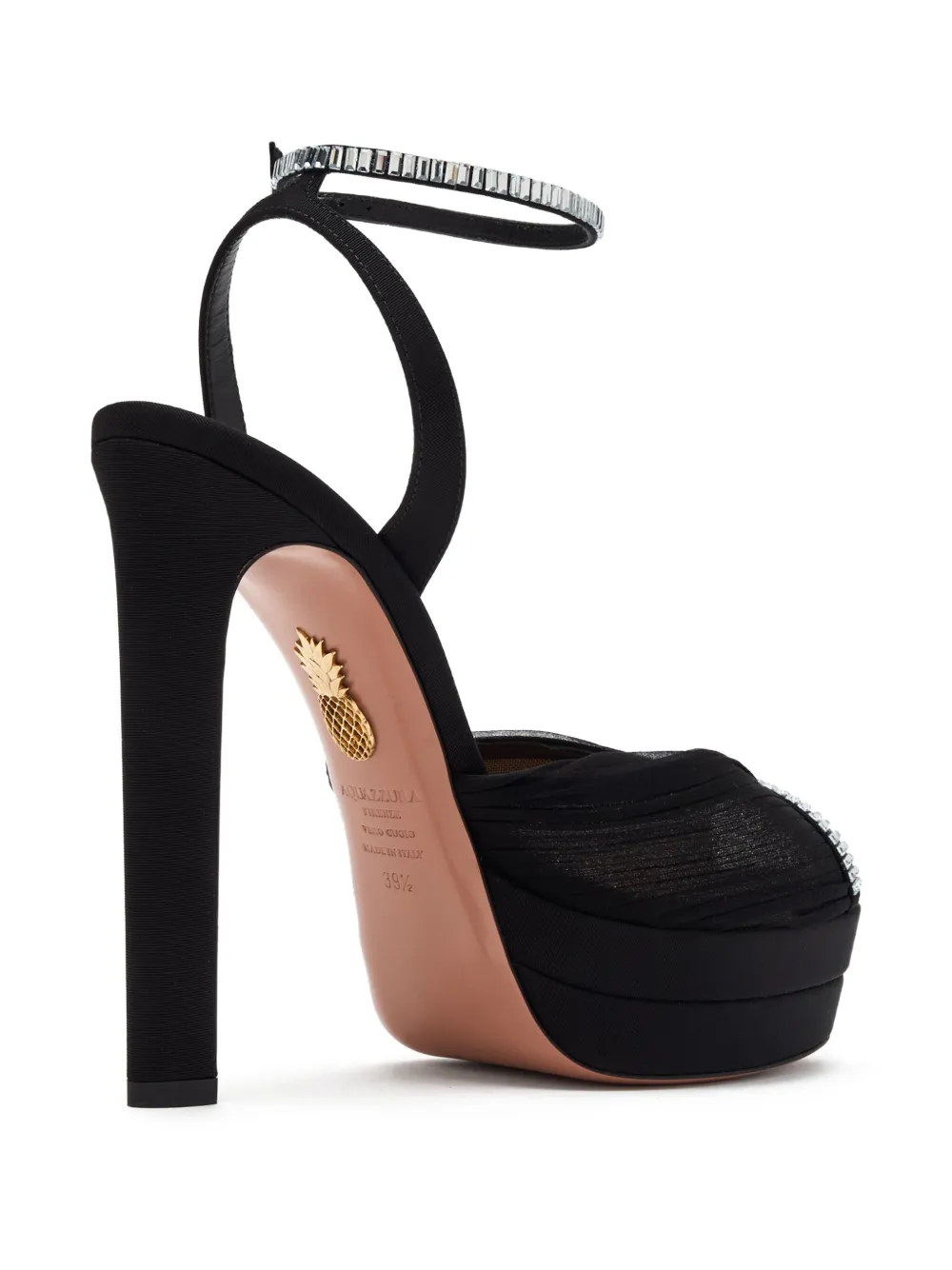 Aquazzura 130mm crystal-embellished platform sandals Black