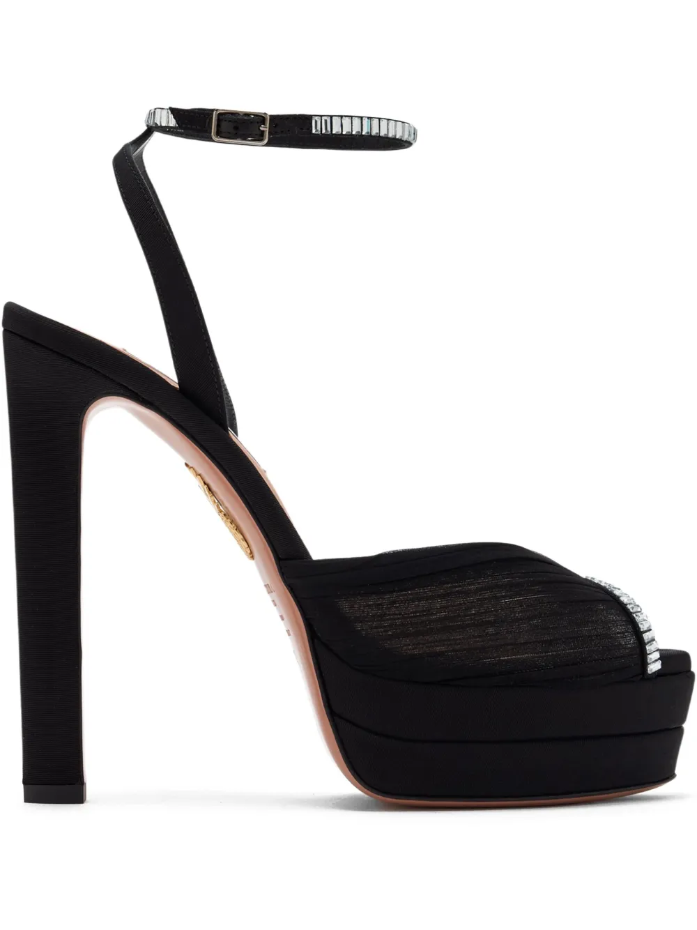 Aquazzura 130mm Crystal-embellished Platform Sandals In Black