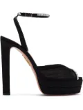 Aquazzura 130mm crystal-embellished platform sandals - Black