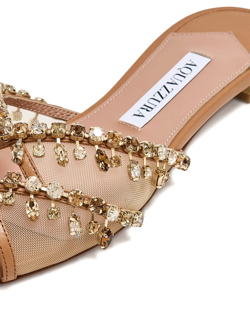 Aquazzura Temptation crystal-embellished mesh sandals Brown