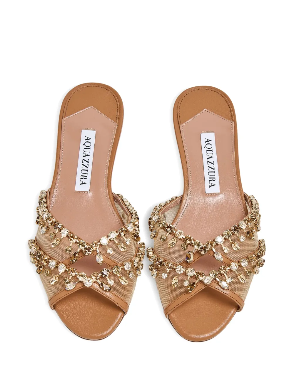 Aquazzura Temptation crystal-embellished mesh sandals Brown