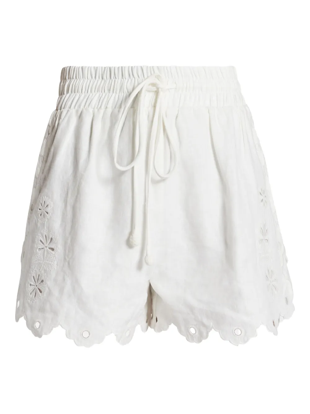 FARM Rio eyelet-embroidered scalloped-hem shorts | White | Image 1