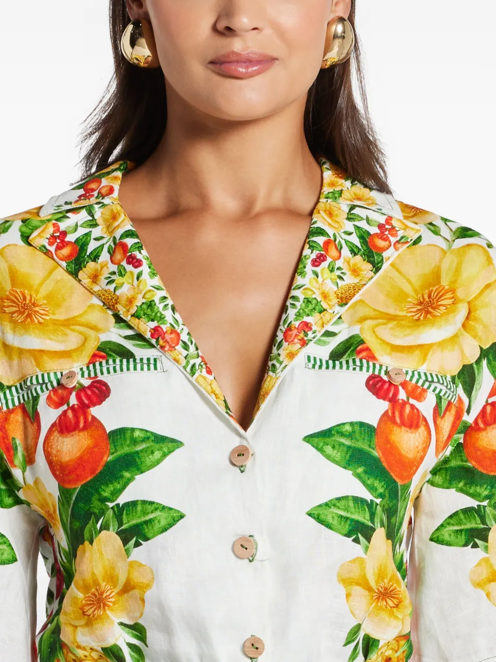 Farm Rio Floral-print Belted Jumpsuit In White